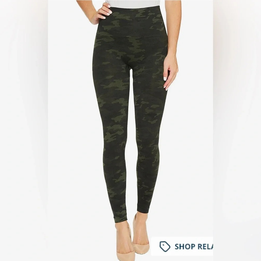 SPANX Look at Me Now Womens Seamless Leggings Camo green sz M